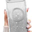 Misscase Magnetic Glitter Case for iPhone 17 Air 6.5 Inch, Camera Protection, Compatible with MagSafe, Rectangle Cute Bling Sparkle Diamond Colorful Phone Cover, Drop-Tested & Shockproof-Silver