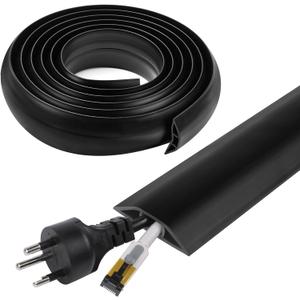 10 FT Floor Cord Cover, Cord Covers for Wires on Floor, Cord Protector, Floor Cable Cover, Hide Extension Cord Covers for Floor, Cable Cavity: 0.47" (W) x 0.29" (H), Black