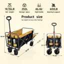  56" Large Collapsible Folding Wagon with Tailgate and Brake, 600LBS Heavy Duty Utility Cart, 250L Large All-Terrain Beach Wagon for Camping Garden Shopping Grocery Sports