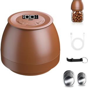 Electric Mason Jar Vacuum Sealer for Regular Mouth and Wide Mouth Canning Jars, Automatic Sealing Machine Kit for Food Storage and Fermentation - Brown