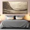 Textured Abstract Wall Decor with Framed Brown Canvas Art Gold Accents Modern Large Artwork for Bedroom Living Room 29x58 Inch