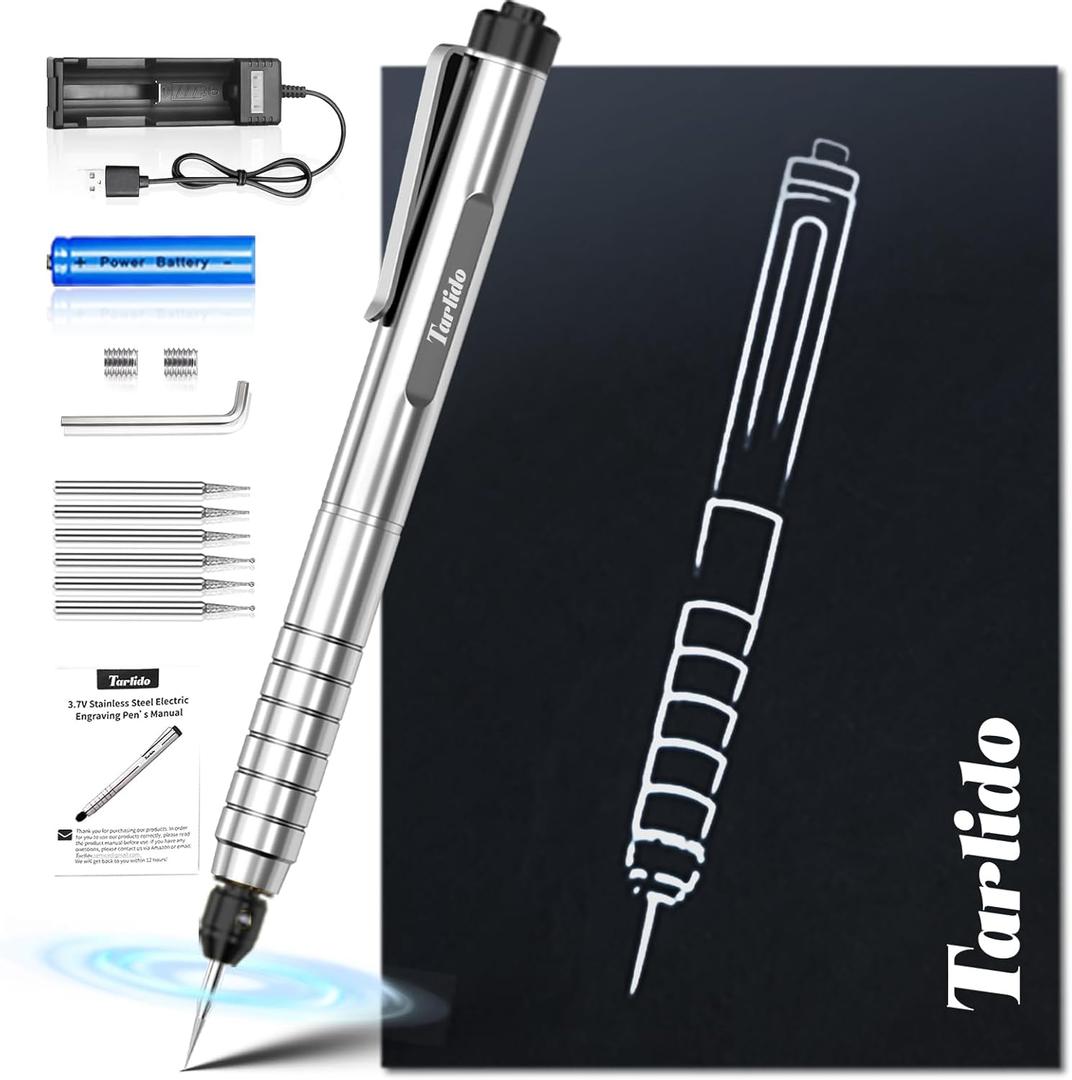 Engraving Pen, USB Rechargeable Cordless Rotary Tools, Professional Mini Carving Machines Portable DIY Engraver Machine for Metal to Wooden, Glass, Jewelry-Silver