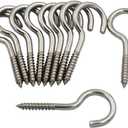 DGOL 10 pcs 2-1/2 Inch 304 Stainless Steel Screw-in Hooks Eye Bolt Ceiling Hook Screw Hanger Open Loop Loading 180 lbs