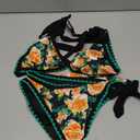 Bikini Sets for Women Floral Two Piece Bathing Suit V Neck Shell Stitched Swimsuit Tie Side Triangle Swimwear (Large, Yellow Floral Print)