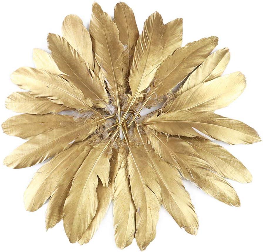 3 x FEARAFTS Gold Feathers Natural Goose for Crafts Wedding Party Decoration 50 Pcs (Gold)