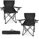 2 Pack Lightweight Camping Chairs for Adults & Teens, 250LBS Capacity Foldable Portable Chairs with Carry Bag, Compact Design for Camping, Beach, Picnics, and Outdoor Events
