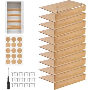 10 Pcs Bamboo Wood Wire Shelf Cover, Wire Rack Covers for Shelves, 24 x 12 Inch Shelf Covers for Wires Shelving, Board for Pantry, Store, Kitchen, Removable Closet, Office
