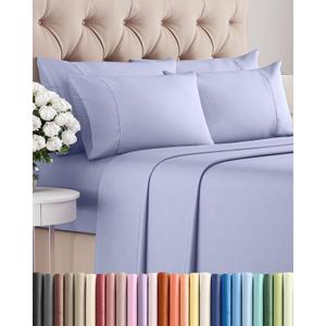 Queen 6 Piece Sheet Set - Comfy, Breathable & Cooling - Hotel Luxury Bedding for Women, Men, Kids, Teens & Children - 1 Flat & 1 Fitted Sheet & 4 Pillowcases w/ Deep Pockets - Wrinkle Free - Lavender