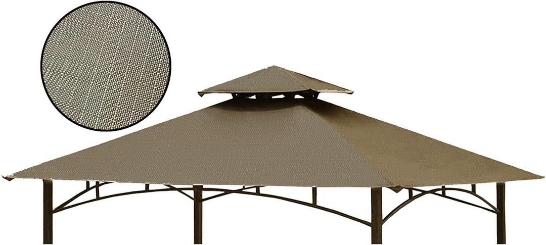 Tanxianzhe Grill Gazebo Replacement Canopy Top Cover 58 Double Tiered BBQ Roof ONLY FIT for Gazebo Model L-GG001PST-F (Khaki Ripstop)
