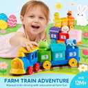 Play-Act Learning Toy for Toddlers 1 2 3 Years Old, Counting, Matching & Sorting Montessori Learning Farm Train Including 9 Farm Animals, Birthday Gift for Baby Boys Girls
