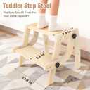 Toddler Step Stool, Foldable Step Stool for Kids, Convert to Chair, Toddler Stool for Bathroom Sink & Potty Training, Wooden Step Stools w Non Slip Base for Kitchen, Bedroom