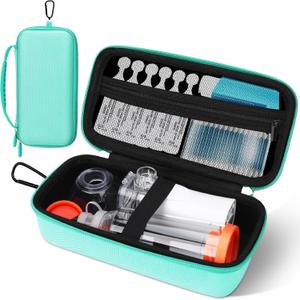 Asthma Inhaler Case, Portable Nebulizer Organizer, Travel-Ready with Mesh Pocket, Double Zippers, Silicone Handle, Kids and Adults, Stylish Green