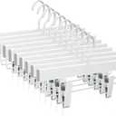 TOPIA HANGER All White Wooden Pants Hangers, Wood Skirt Hangers with Clips, Deluxe Hanger with 360 Swivel Anti-Rust Flat Hook, Smooth Finish Wood for Slacks Trousers Hanger 20 Pack -CT03W