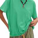 Women's T Shirts Loose Fit Oversized Short Sleeve Crew Neck Raw Edge Cute Casual Summer Tops Tees (Medium)