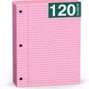 Pink Note Pads 8 X 10.5 Loose Leaf Paper, 120Sheets, 3 Hole Punched Lined Paper, College Ruled 8 X 10.5 Notebooks, 10-1/2" X 8 Binder Writing Pads, Filler Paper for Office, School Supplies