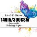 Watercolor Paper 9x12 inches 80 Sheets,Heavyweight Artist Paper 140lb/300GSM Cold Press Natural Cotton Paper for Students Artists Watercolor Drawing