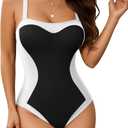 MANGOPOP Women One Piece Swimsuit Tummy Control Slimming Swim Suits Color Block Bathing Suit 2026 Beach Vacation Swimwear