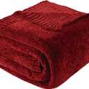 BATTILO HOME Christmas Red Throw Blanket for Couch, Chenille Knit Blanket for Sofa, Chair, Christmas Decor, Super Soft Blanket, 51"x67" (Burgundy)