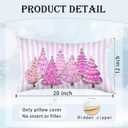 Purple Christmas Tree 12x20 Pillow Cover, Xmas Tree Decor, Preppy Purple Striped Christmas Tree Decorative Lumbar Pillow Covers for Farmhouse Home Bedroom Living Room Sofa Couch