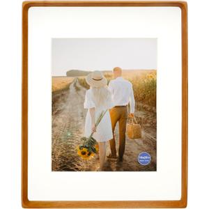 16x20 Picture Frames Teak Solid Wood Vertical Horizontal Standing Display Photos 11x14 with Mat or 16x20 Without Mat Lovely Gift for Desk Tabletop Wall Mount Gallery Poster Frame Y20, 16x20 matted to 11x14