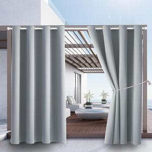 Outdoor Indoor Curtains W52 x L108 for Patio - Weather-resistant Window Panels Privacy Protect Grommet Top Thermal Insulated Home Curtain for Porch Pergola Garden (Light Gray, 2 Panels)