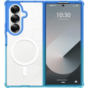 tharlet Designed for Samsung Galaxy Z Fold 7 Case [Compatible with MagSafe] [Crystal Clear Anti-Yellowing] Slim Fit Women Girls Soft TPU & Hard PC Back Cover for Galaxy Z Fold 7, Blue