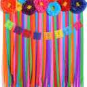 TaoBary 16 Pcs Mexican Paper Flowers Mexican Party Decorations Streamer Backdrop and Papel Picado Banner Mexico Fiesta Party Decorations Supplies Set for Cinco De Mayo Party Wedding (Bright Style)