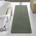 LOCHAS Luxury Bathroom Rug Shaggy Bath Mat 48 x 17 Inch, Washable Non Slip Bath Rugs for Bathroom Shower, Soft Plush Chenille Absorbent Carpets Mats, Sage Green