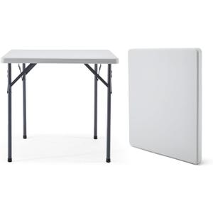 KAIHAOWIN Square Folding Table-31.5"x31.5" Plastic Card Table with Foldable Legs Portable Small Utility Table for Indoor Outdoor -White