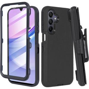 Designed for Samsung Galaxy A16 5G Case with Built-in Screen Protector, Belt Clip Holster, Heavy Duty Shockproof Drop Protection Military Grade Cover with Kickstand (Black)