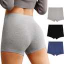 K-CHEONY Women's Boyshort Underwear High Waisted Ladies Panties Breathable Soft Postpartum Full Coverage Boxer Briefs 3Pack