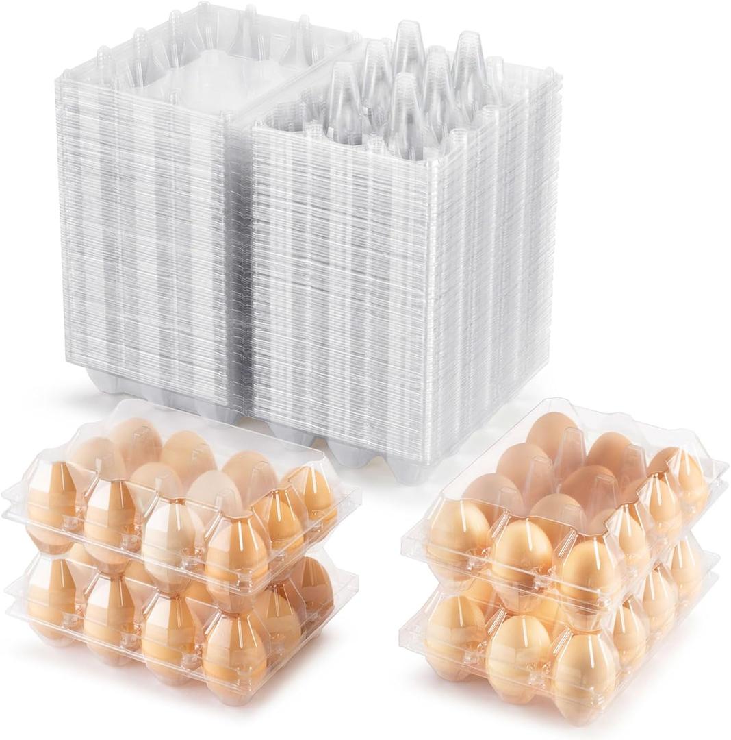 100 Packs Egg Cartons Cheap BulkPlastic for 12 Eggs, Clear Egg Cartons 3 * 4 GridsPerfect for Refrigerator Chicken Farm Markets Commercial Business Market Display