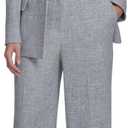 Calvin Klein Womens Open Front Long Sleeve Two Pocket Blazer, Light Heather Multi, Size: 8