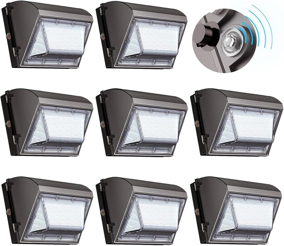 8 Pack 130W LED Wall Pack Light with Dusk to Dawn Photocell, 19500LM 5000K Daylight IP65 Waterproof Wall Pack Lights Outdoor LED [Eqv. 800W HPS/HID] for Parking Lot, Warehouse, Yard AC120-277V