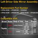 Driver Side Mirror Assembly for Toyota Sequoia 2008-2013 Tundra 2007-2013, Power Heated Left Side View Mirror with Turn Signal and Power Folding (Replace 879400C203 TO1320269)