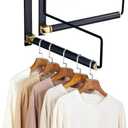 NEWRAIN Clothes Drying Rack, Laundry Racks for Drying Clothes, Wall Mounted Swing Arm Clothes Hanger for Laundry Room, Garage, Indoor & Outdoor Use,Black (Trapezoid)