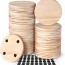 36 Pieces Unfinished Wood Coasters, GOH DODD 4 Inch Wooden Blanks with Non-Slip Pads for Laser Engraving Wood Burning Staining Painting Decoupage Housewarming Gifts Wedding Crafts Education, Round
