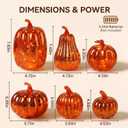 6 Pack Light Up Glass Pumpkin with Timer Fall Decor, Orange