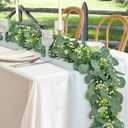 Eucalyptus Garland 6FT Artificial Ivy Greenery Fake Silver Dollar Eucalyptus Leaves Vines Table Decor Green Vine Spring Artificial Vines for Home Mantle Party Decor Indoor/Outdoor (1)