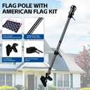 5 FT Flag Pole Kit for Outside House, Stainless Steel Wall Mount Flagpole with 2-Position Holder Bracket & 360 Spinning Metal Flag Ring Clips for 3x5 American Flag