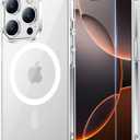 Temdan for iPhone 16 Pro Max Case Clear with Screen Protector, Compatible with Magsafe, Anti-Yellowing, Military-Grade Protection, Shockproof Slim Magnetic Phone Case Cover, Transparent