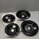 4 Pack Black Drip Pans, Compatible with Whirpool Kenmore Frigirate Stove Top Drip Bowls. Include 2 Pcs 6'' Range Replacement Drip Pans and 2 Pcs 8 '' Cooktop Drip Pans (Whirlpool)