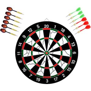 Flocking Dart Board Set,Double-Sided Dart Board with 12pcs Steel Tip Darts-Lightweight Bristle Dartboard-Multiplayer Party Games