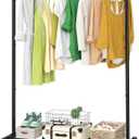 Simple Trending Standard Clothes Clothing Garment Rack with Storage Shelves, Rolling Clothes Organizer on Wheels for Hanging Clothes, Black (14.75"D x 43.5"W x 54.25"H)