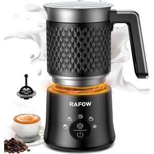 5 In 1 Milk Frother, Electric Milk Frother and Steamer 11.8oz Automatic Milk Steamer Hot & Cold Foam Maker, Milk Warmer Dishwasher Safe & Silent Working for Coffee, Latte, Cappuccino, Hot Chocolate (DarkBlack)