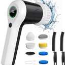 Electric Spin Scrubber, Shower Scrubber with Battery Level Display, Electric Scrubber for Cleaning with 6 Replaceable Heads, Brush for Bathroom/Sink with 2 Crevice Cleaning Brush