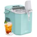 Silonn Ice Maker Countertop, Portable Ice Machine with Carry Handle, Self-Cleaning Ice Makers with Basket and Scoop, 9 Cubes in 6 Mins, 26 lbs per Day, Ideal for Home, Kitchen, Camping, RV (Light Green)