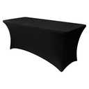Obstal Spandex Table Cover 6ft Fitted Tablecloth Rectangular - Black Rectangle Folding Table Cloth for Birthday Party Wedding Banquet, 72L x 30W Inch
