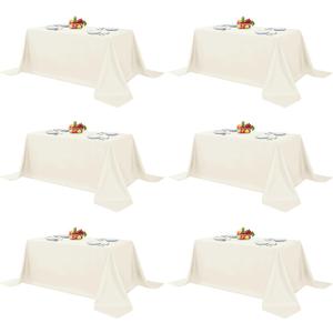 Fitable 6 Pack Ivory Tablecloths 90x132 Inch for 6 Foot Rectangle Tables