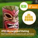 2 x Tiki Head Solar Statue Light for Garden Decor and Bar Decoration (Red)